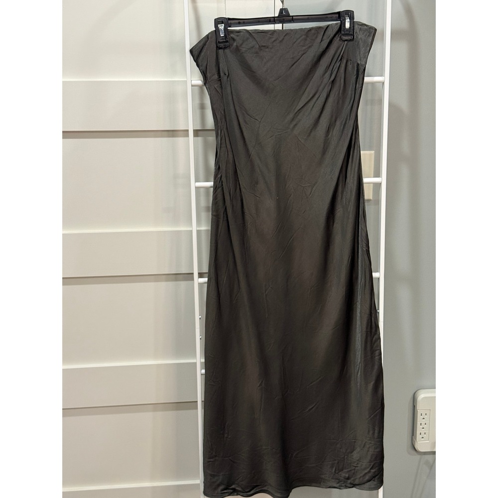 The Drop Danica Liquid Dress Grey Strapless Midi Tube Dress Viscose NWT L 90's‎